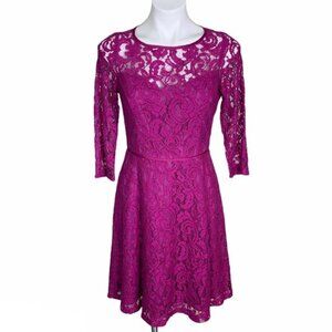 Adrianna Papell Romantic Lace Overlay Open Back Dress Purple Size 8 NWT
